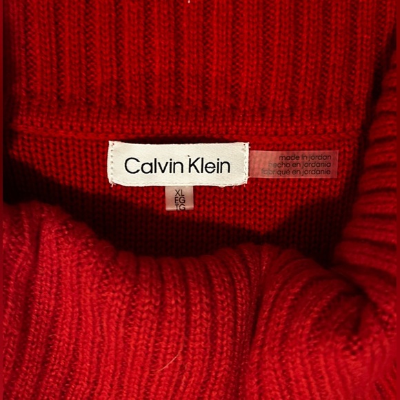 Calvin Klein Red knit cowl neck sweater sweater dress - Picture 7 of 10
